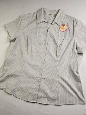 Riders by LEE Womens XXL White Striped Instantly Slims You Shirt Popover Blouse